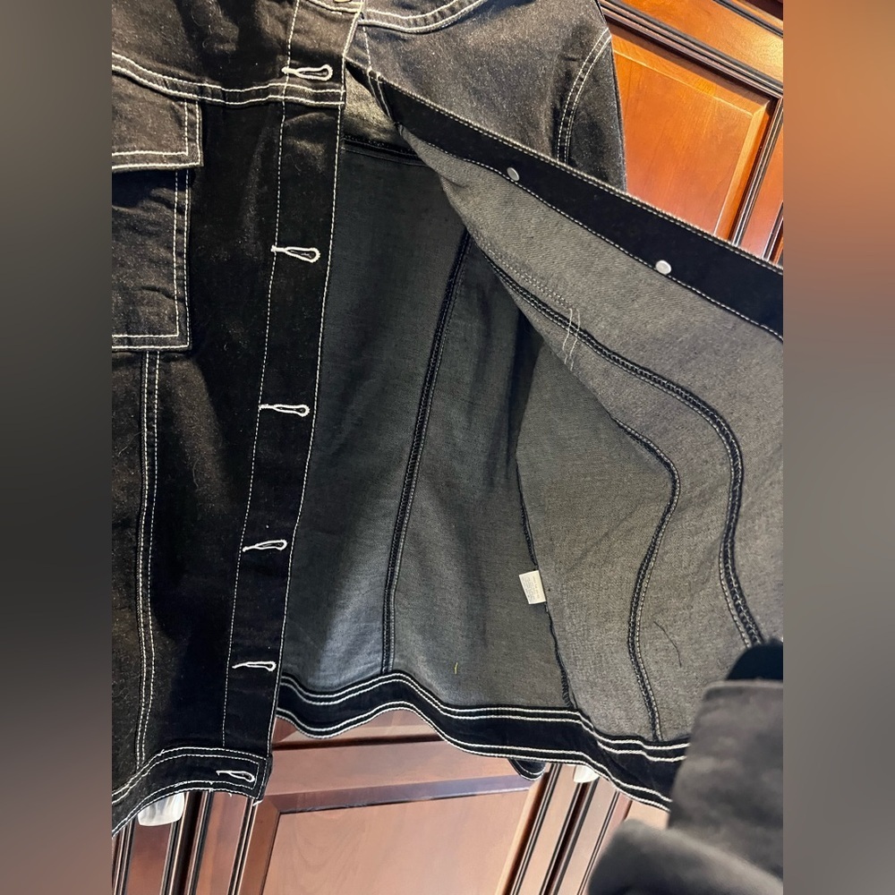 Agnes Orinda Black Stretch Denim Jacket - 2XL - Picture 7 of 9